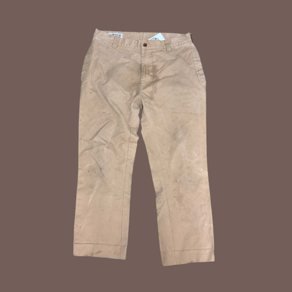 Orvis Waxed Cotton Chinos | Khaki Fieldwear | Size 34 | Vintage - Picture 1 of 5